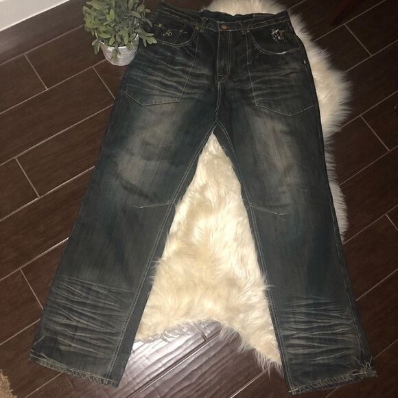Eight732 distressed washed denim sz 38X34 - Picture 1 of 11